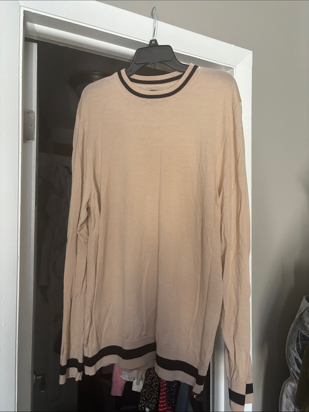 Good Man Brand Beige Sweater with Black Trim